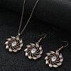 Flower Brass Micro Pave Clear Cubic Zirconia Pendant Necklaces & Dangle Earrings Sets WG2DD79-03-1