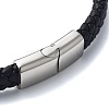 Men's Braided Black PU Leather Cord Bracelets BJEW-K243-58AS-3