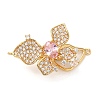 Flower Brass Micro Pave Cubic Zirconia Fold Over Clasps KK-A227-17G-1