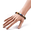 Mixed Gemstone Stretch Bracelet with Alloy Heart Beads BJEW-JB08099-3