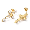 Cubic Zirconia Cross Stud Earrings with ABS Imitation Pearl Beaded EJEW-K248-12G-2
