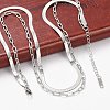 Non-Tarnish 304 Stainless Steel Paperclip & Herringbone Chains Double Layer Necklace for Men Women LS-NJEW-E046-01P-1