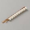 Alloy & Imitation Pearl Beaded Hair Barrrttes OHAR-WH0021-58G-2