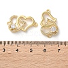 Rack Plating Brass Cubic Zirconia Double Heart Connector Charms KK-C084-32E-G-3