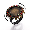 Adjustable Flower Alloy & Iron Rhinestone Bezel Cup Ring Base with Rotatable Tray MAK-T012-09AB-4