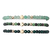 3Pcs Natural Ruby in Zoisite & Green Onyx Agate & Green Aventurine Beaded Stretch Bracelets for Women BJEW-JB11379-2