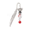 7Pcs 7 Colors Christmas Snowman Lampwork & Butterfly Alloy Pendant Bookmarks AJEW-JK00340-4