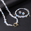 Opalite Chip with 304 Stainless Steel Beaded Necklace & Braided Bead Bracelet & Star Stud Earring FS-WG0BBF5-04-1