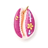 Printed Natural Cowrie Shell Pendants STAS-Z168-03G-07-1