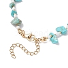Summer Beach Synthetic Turquoise Chip Starfish & Natural Shell & Alloy Enamel Charm Anklets X1-AJEW-TA00037-4