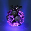 Luminous Glow in the Dark Polymer Clay Pave Rhinestone Round Beads with Resin Flower CLAY-D007-01-5