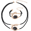 Number 6 Alloy & Acrylic & Wax Cord Double Layer Necklaces & Bracelets Sets for Women SJEW-CY0001-02-1