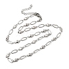 304 Stainless Steel Heart Link Chain Necklaces for Women NJEW-A046-02B-P-4