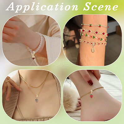 9Pcs 9 Styles Brass Enamel Fruit European Dangle Charms OPDL-BBC0001-04G-1