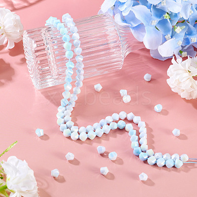 2Strands 2 Colors Anti-Tarnish Electroplate Glass Beads Strands GLAA-TA0003-78-1