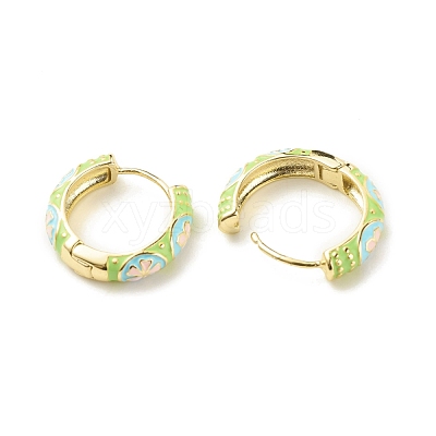 Flower Enamel Hoop Earrings EJEW-G290-04G-A-1