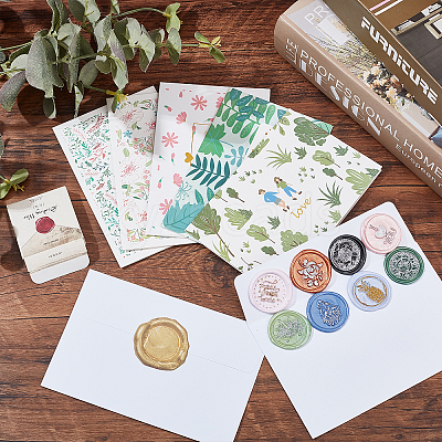 Envelope and Floral Pattern Thank You Cards Sets DIY-CP0004-97-1