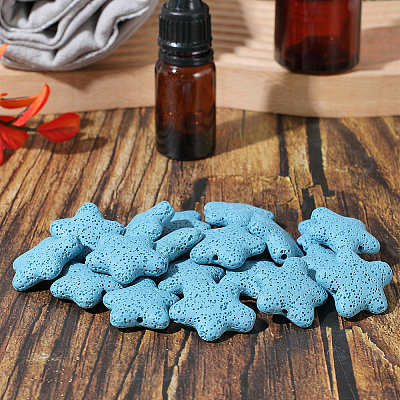 24Pcs Star Synthetic Lava Rock Beads G-PA0002-25A-1