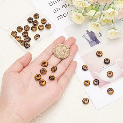 Natural Tiger Eye European Large Hole Beads G-NB0003-72B-04-1