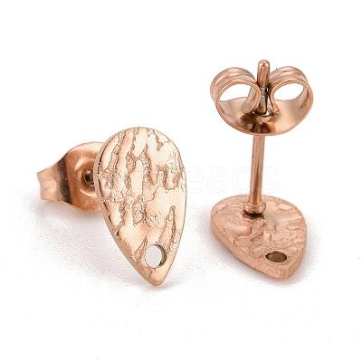 Ion Plating(IP) 304 Stainless Steel Stud Earring Findings STAS-O119-28RG-1