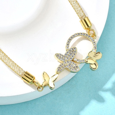 Brass Micro Pave Clear Cubic Zirconia Link Bracelets for Women BJEW-A029-01B-G-1