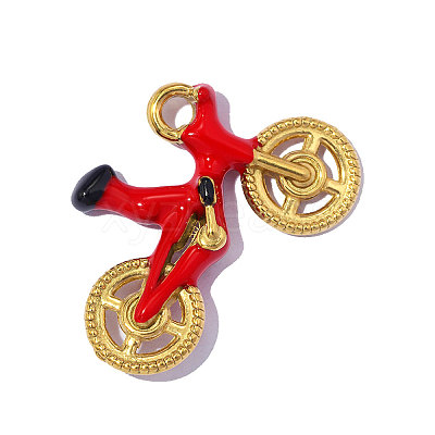 304 Stainless Steel with Red Enamel Pendants SA-OY001-81G-1