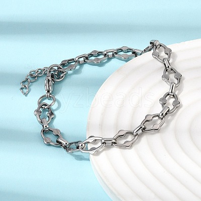 304 Stainless Steel Link Chain Bracelet & Necklace Jewelry Sets SJEW-L199-20P-1