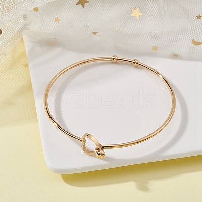 Stainless Steel Hollow Out Heart Bangle BJEW-YW0001-08G-1