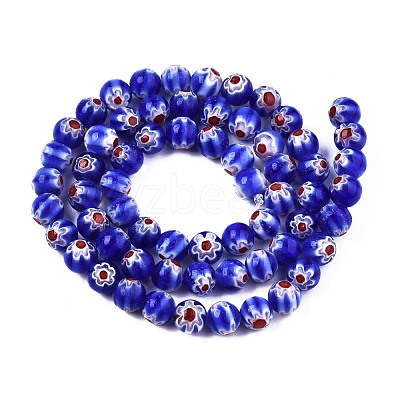 Round Millefiori Glass Beads Strands LK-P001-33-1