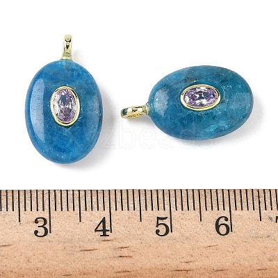 Natural Apatite & Cubic Zirconia Pendants X-G-Z076-01G-16-1