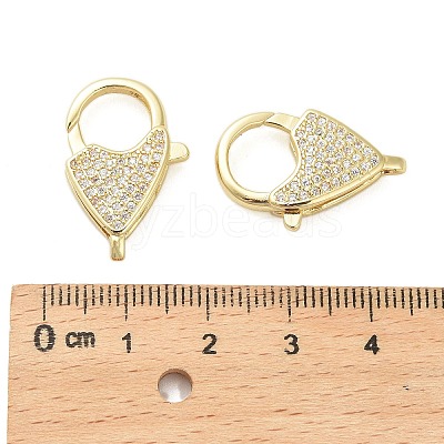 Brass Micro Pave Clear Cubic Zirconia Lobster Claw Clasps KK-I354-01G-01-1