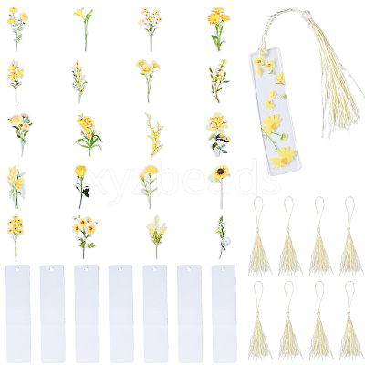 DIY Acrylic Blank Rectangle with Polyester Tassel Bookmark Making Kits DIY-YW0010-86C-1
