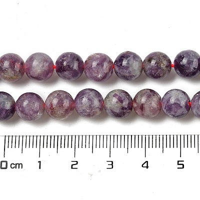 Natural Lepidolite/Purple Mica Stone Beads Strands G-B133-A01-8MM-1