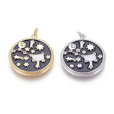 Brass Cubic Zirconia Pendants KK-O113-06B-1