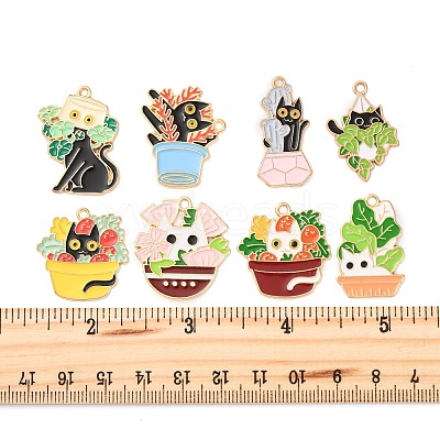 8Pcs 8 Styles Alloy Enamel Pandants ENAM-FP0002-71-1