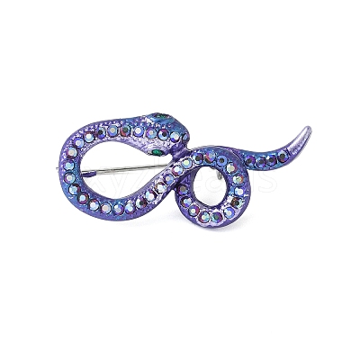 Snake Alloy Rhinestone Brooches for Backpack Clothes JEWB-V003-03P-1