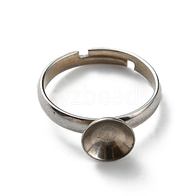 Tarnish Resistant Adjustable 304 Stainless Steel Finger Rings Components STAS-E163-97P-1