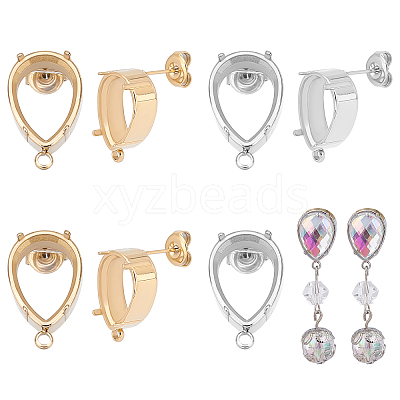 4 Pairs 2 Colors 304 Stainless Steel Stud Earring Findings STAS-UN0038-08-1