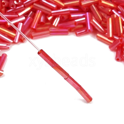 Transparent Colours Rainbow Glass Bugle Beads TSDB6MM165B-1