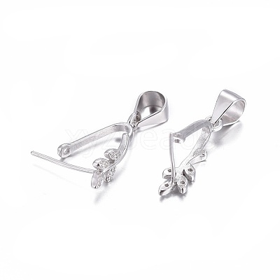 Anti-Tarnish Rhodium Plated 925 Sterling Silver Pendant Bails X-STER-L058-010P-1