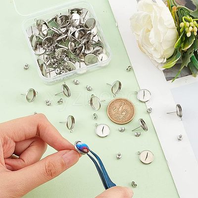 304 Stainless Steel Stud Earring Settings STAS-UN0019-14P-1