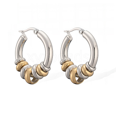 Two Tone 304 Stainless Steel Ring Hoop Earrings WGF6457-03-1