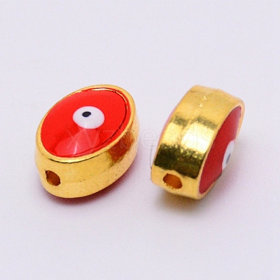 Double-Sided Enamel Alloy Beads ENAM-WH0049-40G-02-RS-1