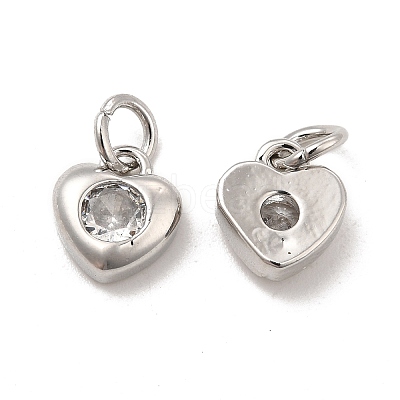 Brass Micro Pave Clear Cubic Zirconia Charms KK-E068-VB235-1
