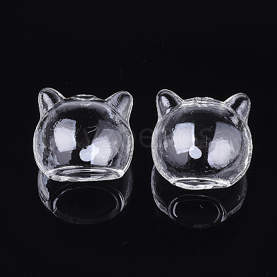 Handmade Kitten Blown Glass Globe Beads X-BLOW-T001-31-1