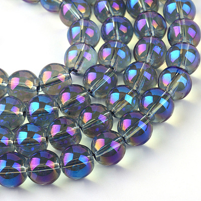 Electroplate Glass Beads Strands X-EGLA-Q062-8mm-A04-1