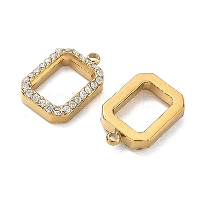 304 Stainless Steel Micro Pave Clear Cubic Zirconia Pendants CU-CBAF0F8-03G-G-1