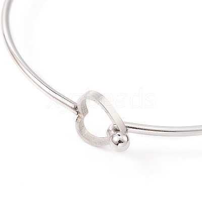 Stainless Steel Hollow Out Heart Bangle BJEW-YW0001-08P-1