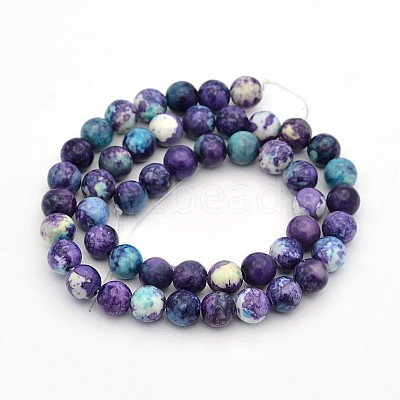 Synthetic Ocean White Jade Round Bead Strands G-M165-6mm-01-1