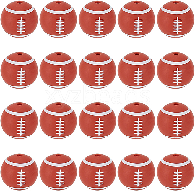 32Pcs All Kinds of Sports Balls Silicone Beads SIL-SC0001-81A-1